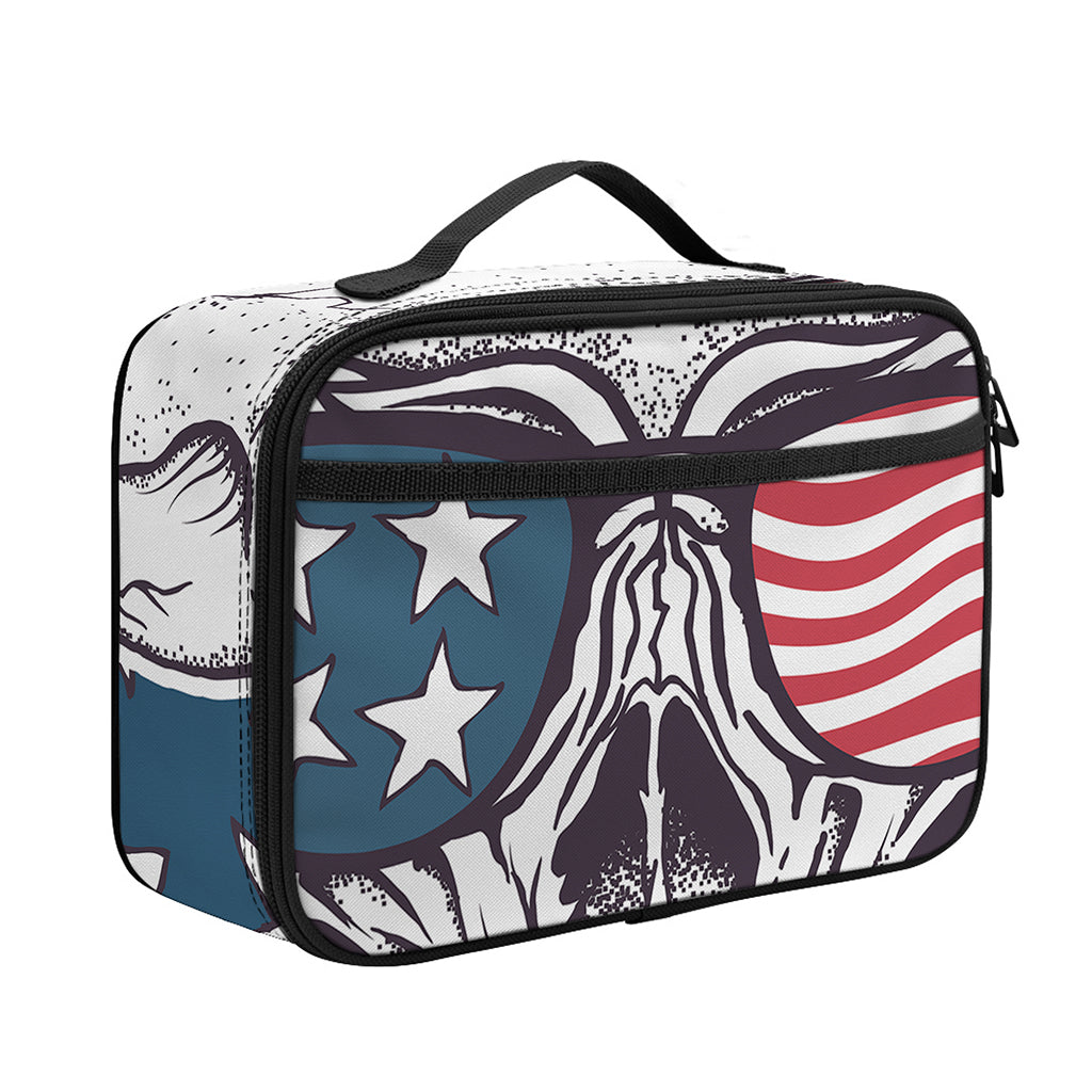 American Skull With Sunglasses Print Portable Lunch Bag