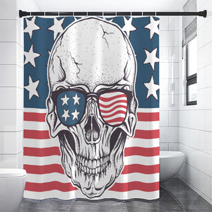 American Skull With Sunglasses Print Premium Shower Curtain