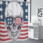 American Skull With Sunglasses Print Premium Shower Curtain