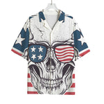American Skull With Sunglasses Print Rayon Hawaiian Shirt