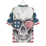 American Skull With Sunglasses Print Rayon Hawaiian Shirt