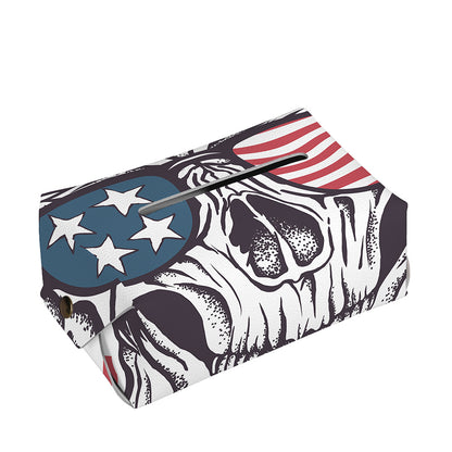 American Skull With Sunglasses Print Rectangle Tissue Box Cover