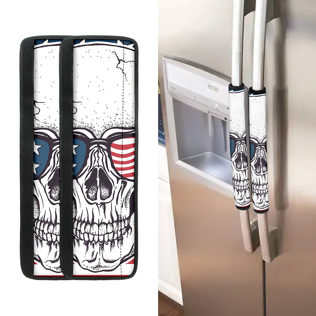American Skull With Sunglasses Print Refrigerator Handle Covers