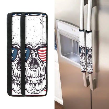 American Skull With Sunglasses Print Refrigerator Handle Covers