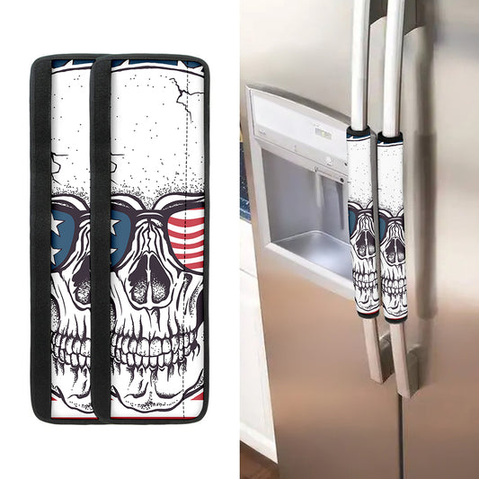 American Skull With Sunglasses Print Refrigerator Handle Covers