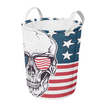 American Skull With Sunglasses Print Round Laundry Basket