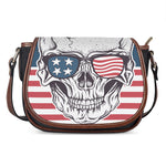 American Skull With Sunglasses Print Saddle Bag