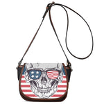 American Skull With Sunglasses Print Saddle Bag