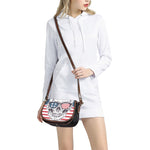 American Skull With Sunglasses Print Saddle Bag