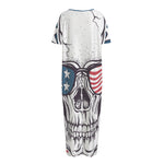 American Skull With Sunglasses Print Short Sleeve Long Nightdress