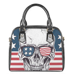 American Skull With Sunglasses Print Shoulder Handbag