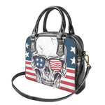 American Skull With Sunglasses Print Shoulder Handbag