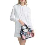 American Skull With Sunglasses Print Shoulder Handbag