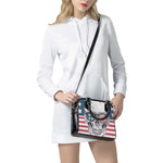 American Skull With Sunglasses Print Shoulder Handbag