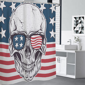 American Skull With Sunglasses Print Shower Curtain