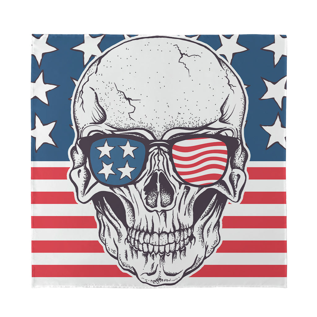 American Skull With Sunglasses Print Silk Bandana