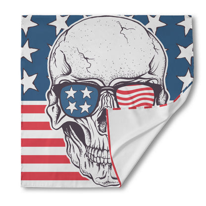 American Skull With Sunglasses Print Silk Bandana