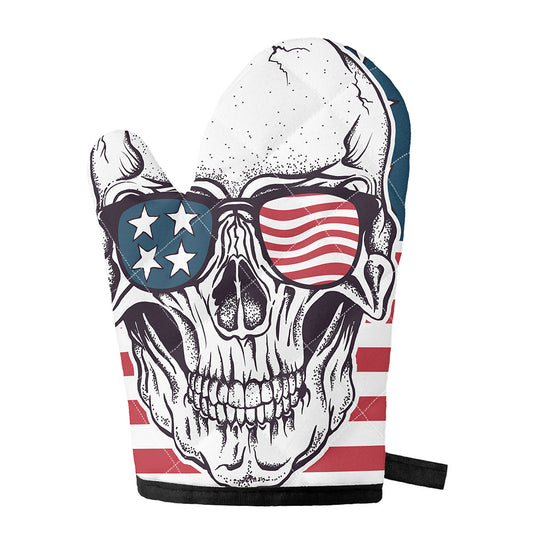 American Skull With Sunglasses Print Single Oven Mitt