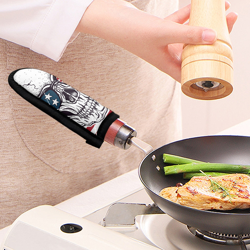American Skull With Sunglasses Print Skillet Handle Cover