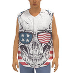 American Skull With Sunglasses Print Sleeveless Baseball Jersey