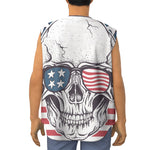 American Skull With Sunglasses Print Sleeveless Baseball Jersey