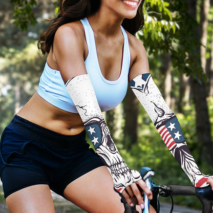 American Skull With Sunglasses Print Sun Protection Arm Sleeves