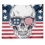 American Skull With Sunglasses Print Tapestry