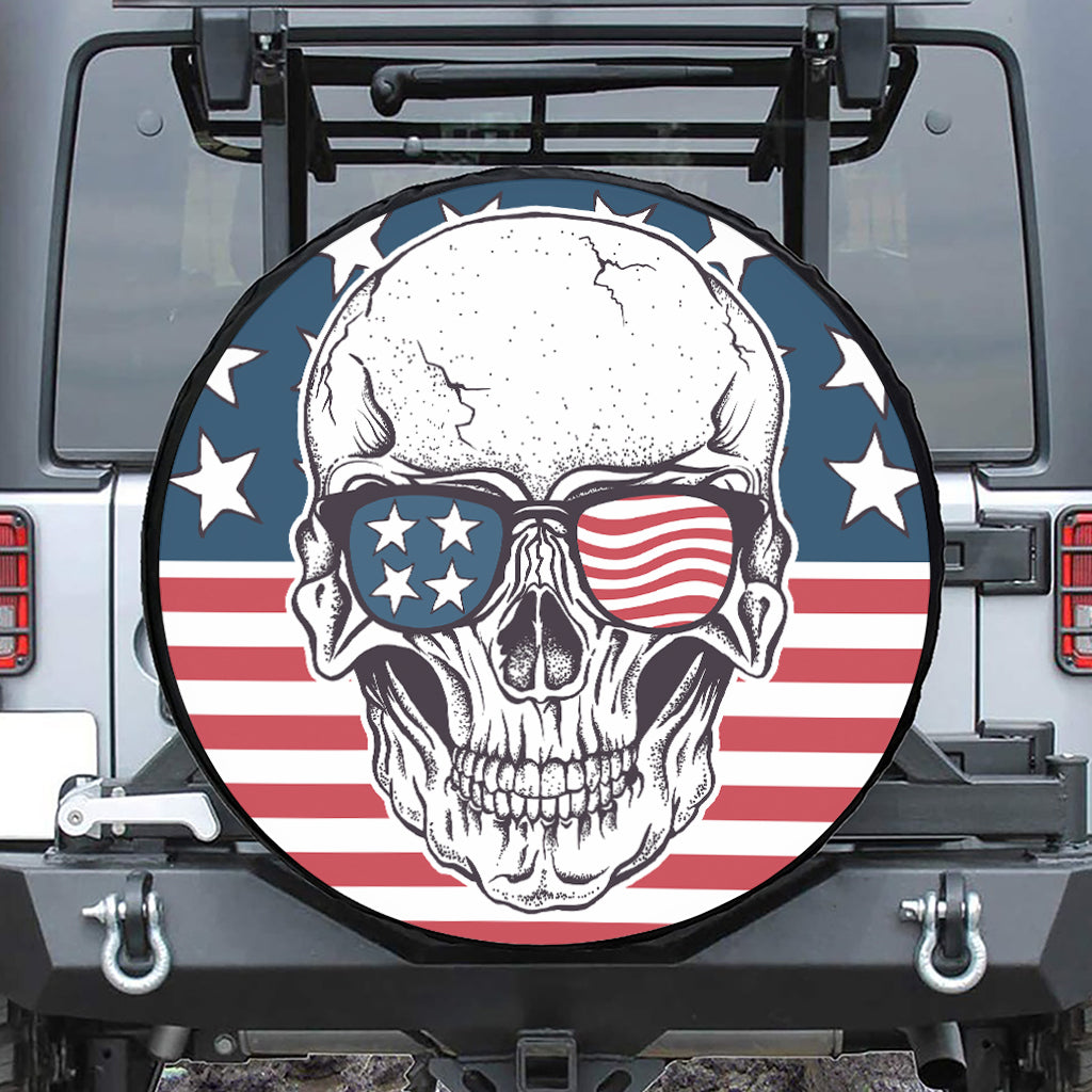 American Skull With Sunglasses Print Tire Cover