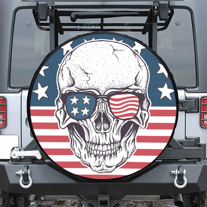 American Skull With Sunglasses Print Tire Cover