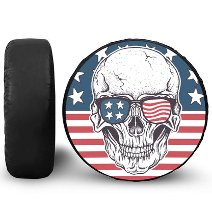 American Skull With Sunglasses Print Tire Cover