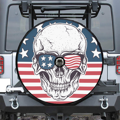 American Skull With Sunglasses Print Tire Cover With Camera Hole