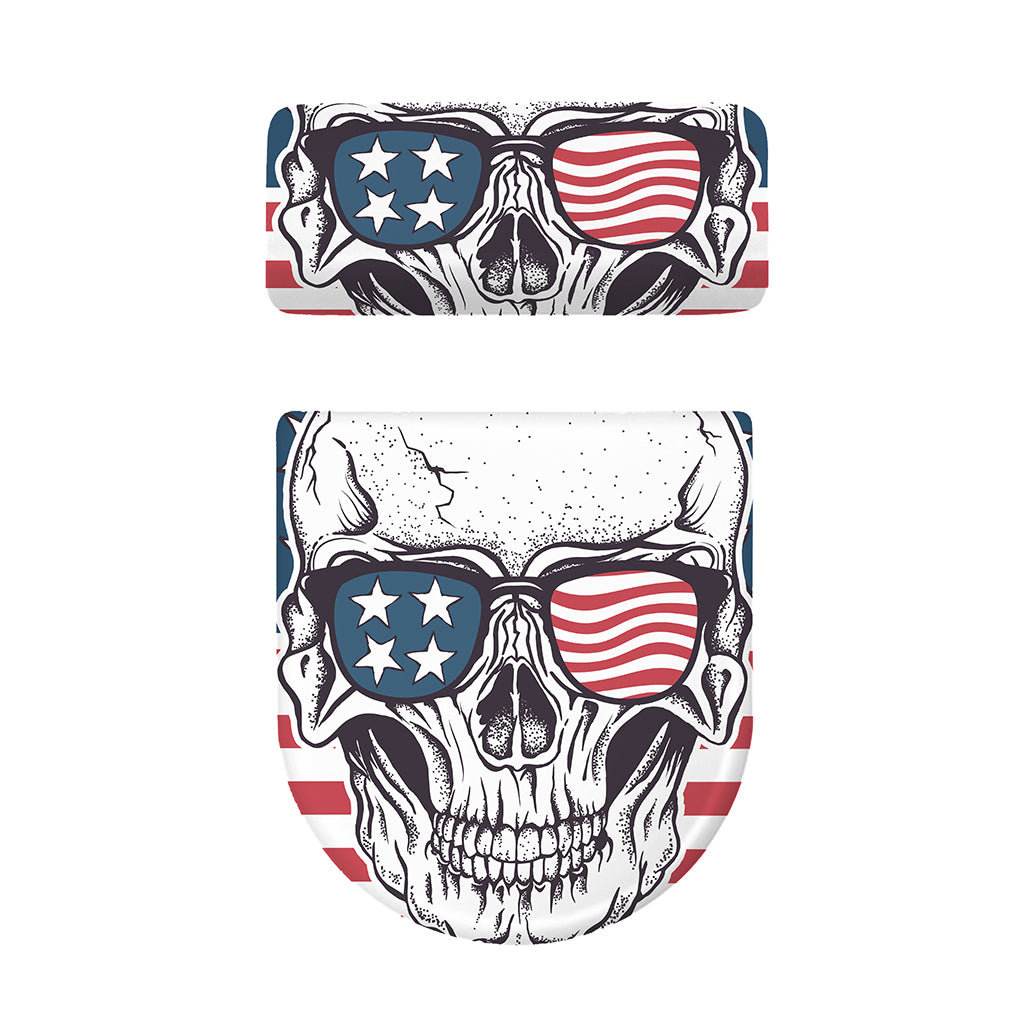 American Skull With Sunglasses Print Toilet Lid And Tank Cover Set