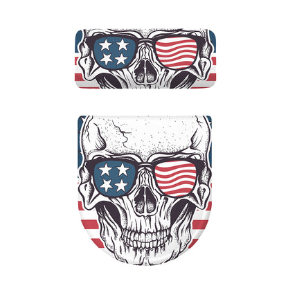 American Skull With Sunglasses Print Toilet Lid And Tank Cover Set