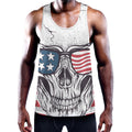 American Skull With Sunglasses Print Men's Workout Tank Top