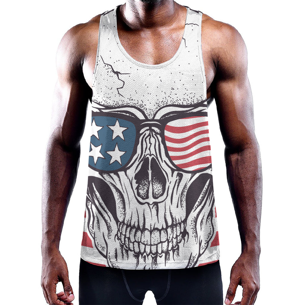 American Skull With Sunglasses Print Training Tank Top