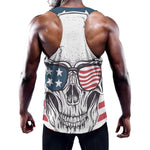 American Skull With Sunglasses Print Training Tank Top