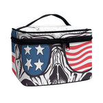 American Skull With Sunglasses Print Travel Makeup Bag