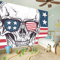 American Skull With Sunglasses Print Wall Sticker