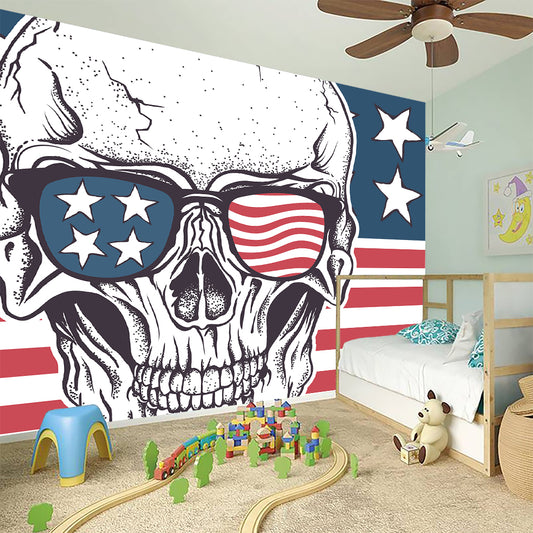 American Skull With Sunglasses Print Wall Sticker
