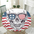 American Skull With Sunglasses Print Waterproof Round Tablecloth
