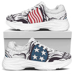 American Skull With Sunglasses Print White Chunky Shoes