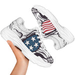 American Skull With Sunglasses Print White Chunky Shoes