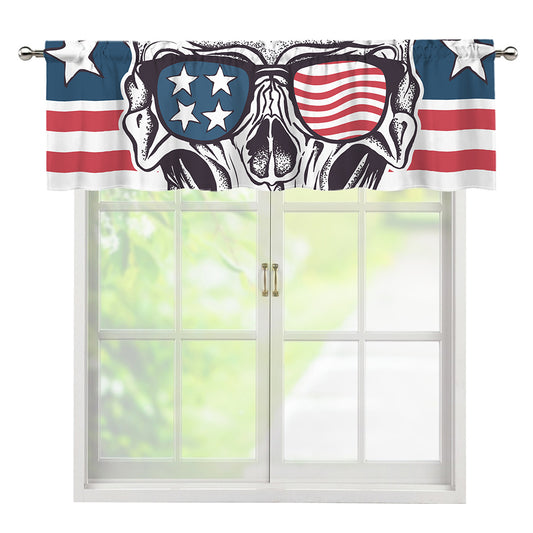 American Skull With Sunglasses Print Window Valance