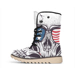 American Skull With Sunglasses Print Winter Boots