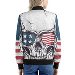 American Skull With Sunglasses Print Women's Bomber Jacket