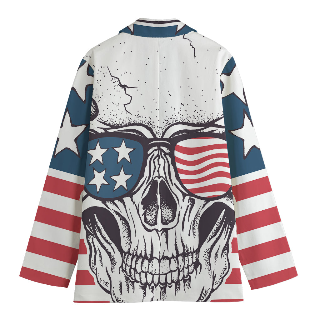 American Skull With Sunglasses Print Women's Cotton Blazer