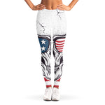 American Skull With Sunglasses Print Women's Leggings