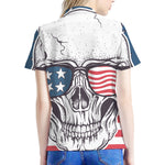 American Skull With Sunglasses Print Women's Polo Shirt