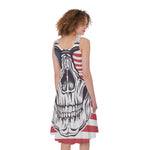 American Skull With Sunglasses Print Women's Sleeveless Dress
