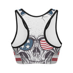 American Skull With Sunglasses Print Women's Sports Bra